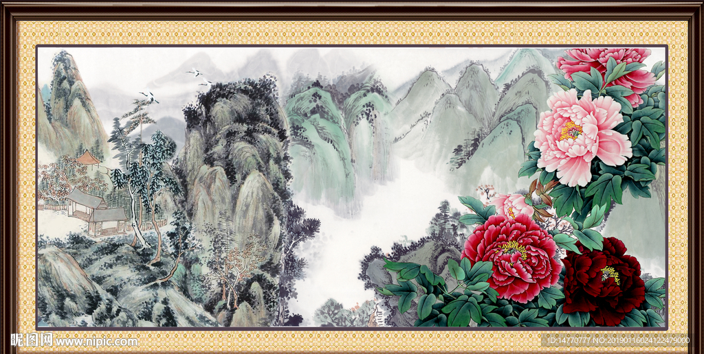 国画风景 牡丹