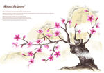 手绘桃花树