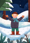 小清新手绘冬天雪景插画