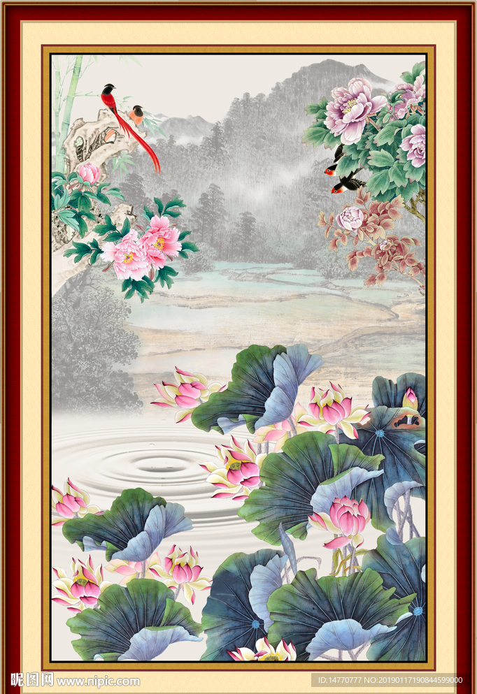 荷花装饰画