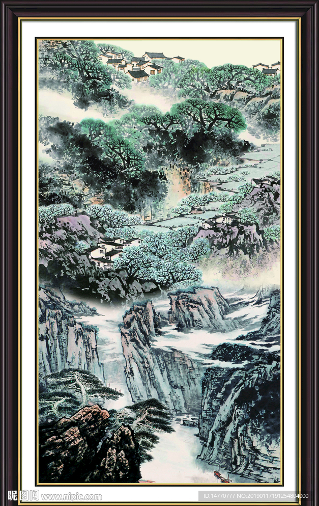 聚宝盆山水画