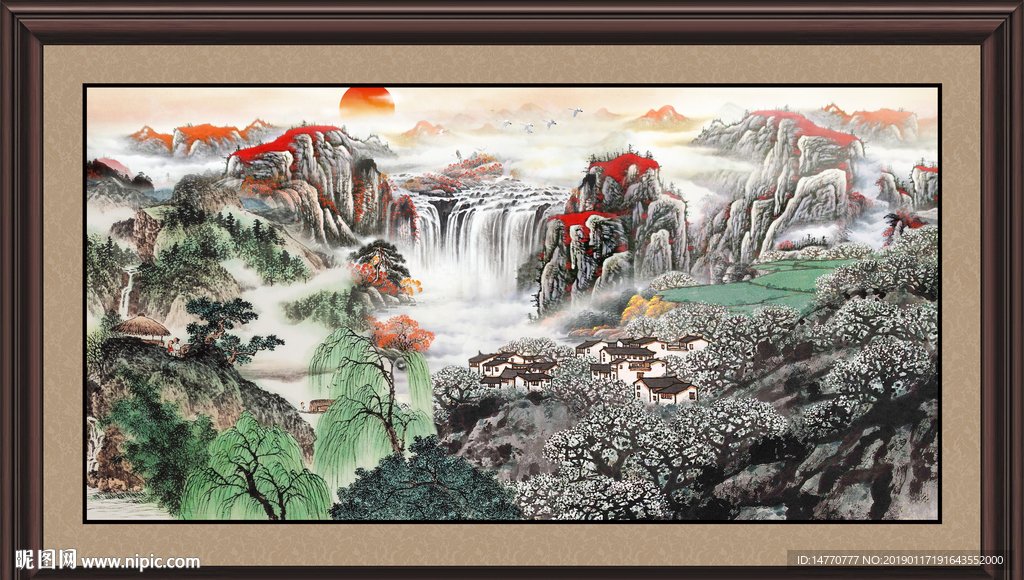 聚宝盆山水画