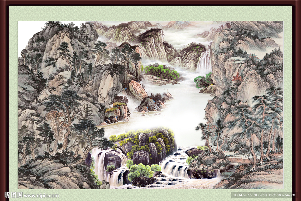 聚宝盆山水画