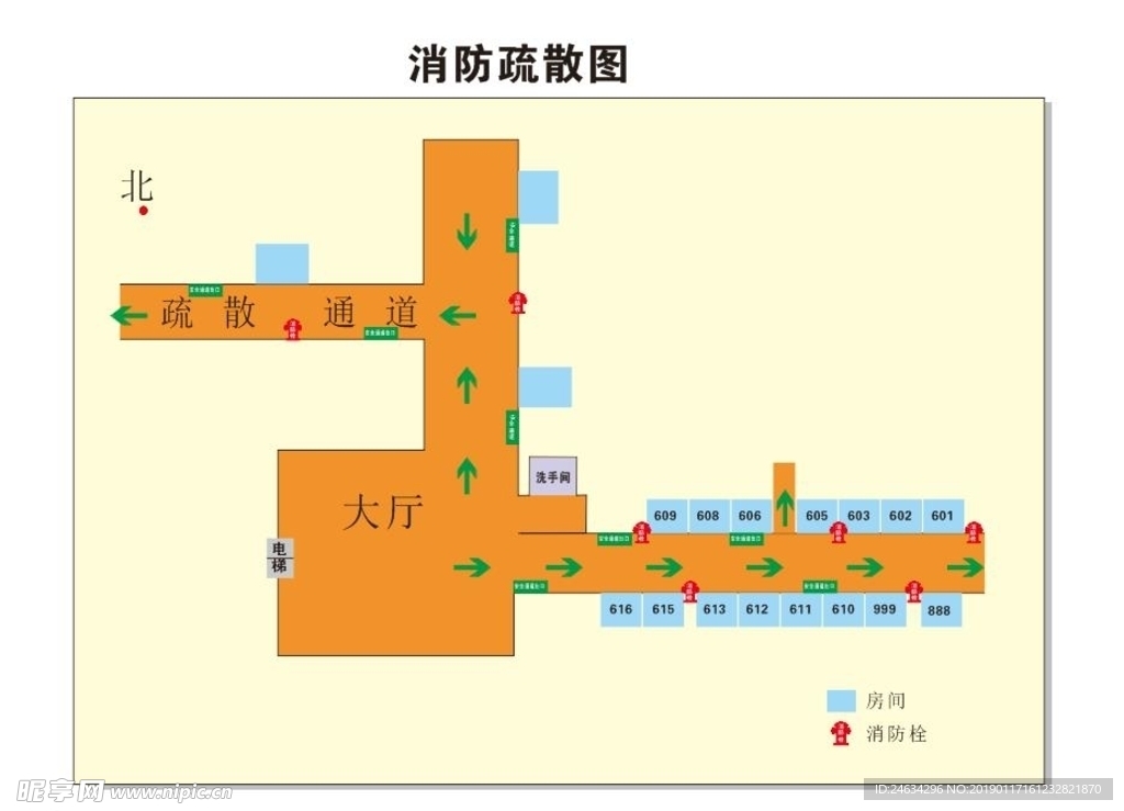 酒店安全通道疏散图