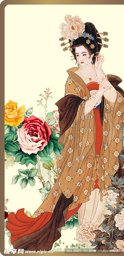 美女 四大美女 牡丹花