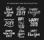 9款白色2019年新年快乐艺术