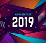 抽象2019年新年贺卡矢量素材