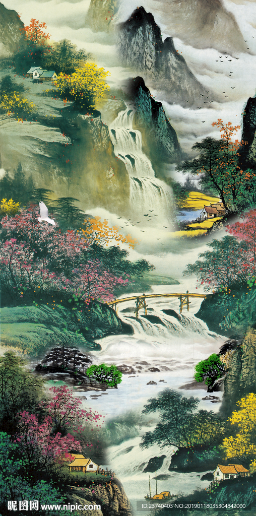 山水国画玄关