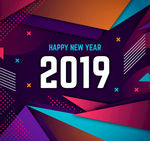 抽象2019年新年贺卡矢量素材