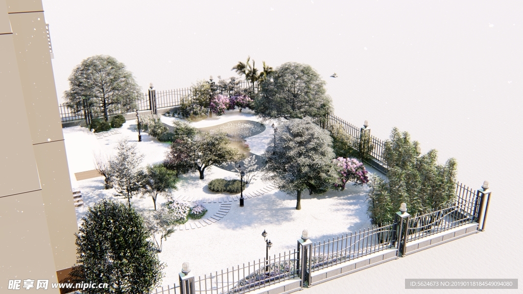 别墅游园雪景效果图jpg