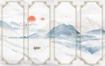 中式石纹山水背景墙