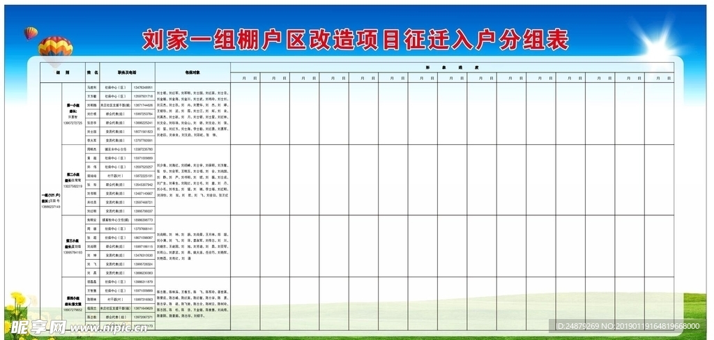 项目征迁入户分组表