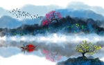水墨玄关屏风电视背景墙底纹素材