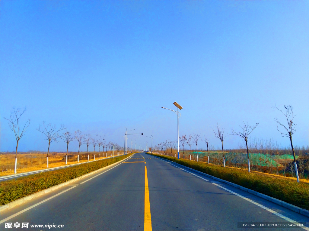 深秋时节的道路风景