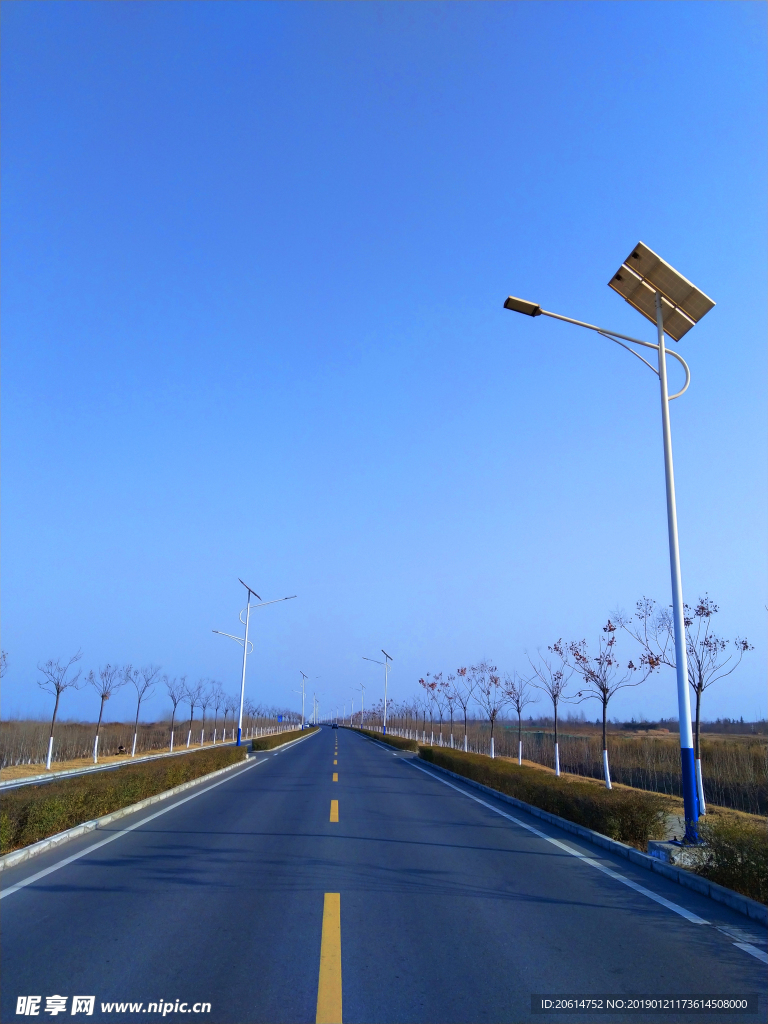 深秋时节的道路美景