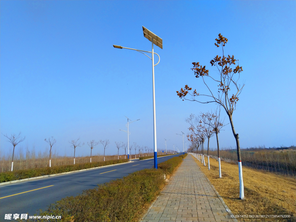 深秋时节的道路风景