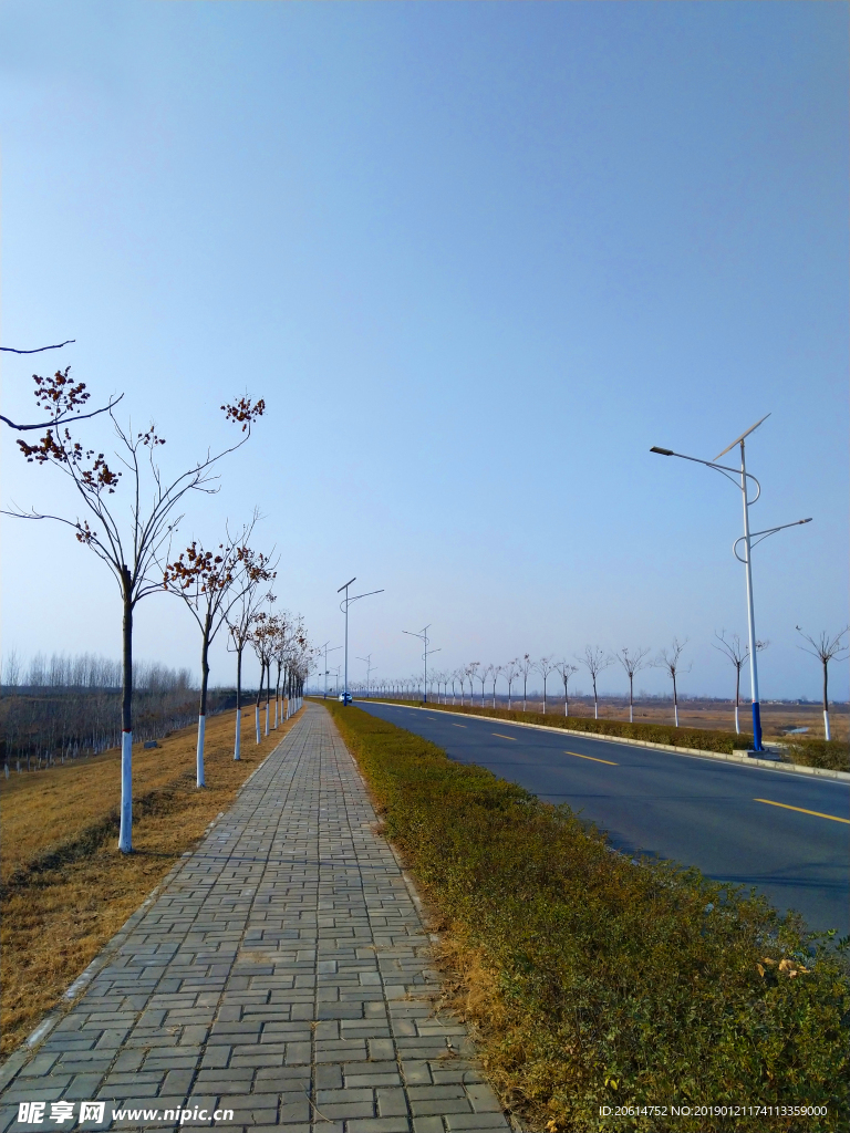 深秋时节的道路风景