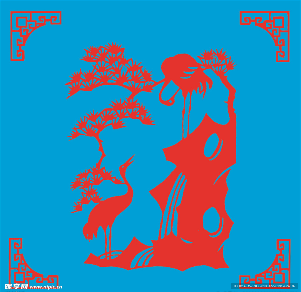 松鹤剪纸