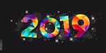 抽象拼色2019艺术字矢量素材