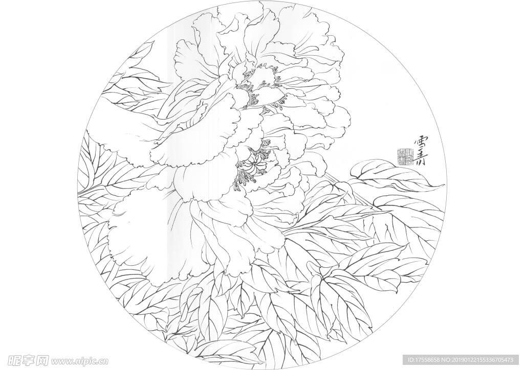 团扇 宫扇 纨扇 白描 素描图