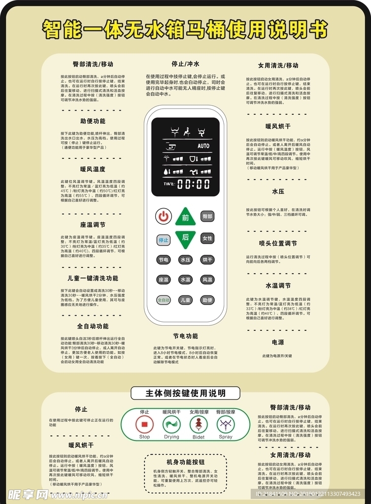 智能马桶遥控器说明