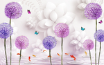 现代素雅花朵立体背景墙画