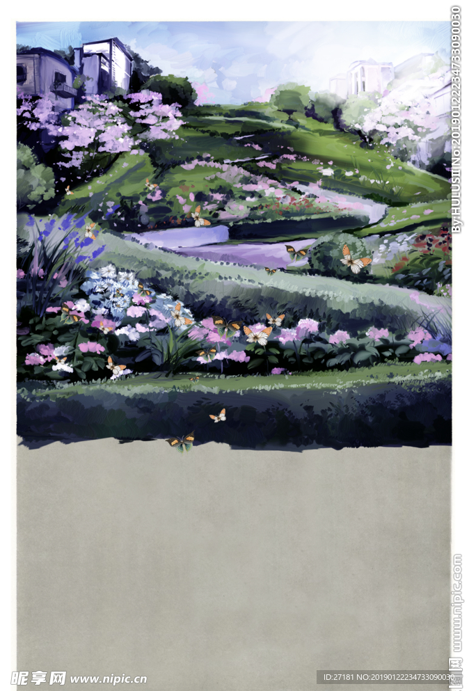 风景 水彩画