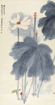 四条屏 荷花 国画荷花 国画