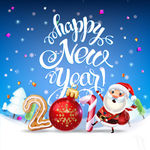 2019年卡通圣诞老人新年贺卡