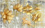 现代简约金色浮雕麋鹿花朵背景墙