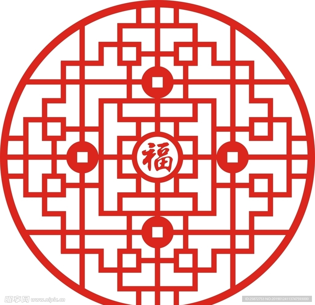 铜钱福字底纹