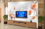 客厅3D玫瑰 花纹电视墙