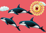 出水鲸鱼大笑太阳