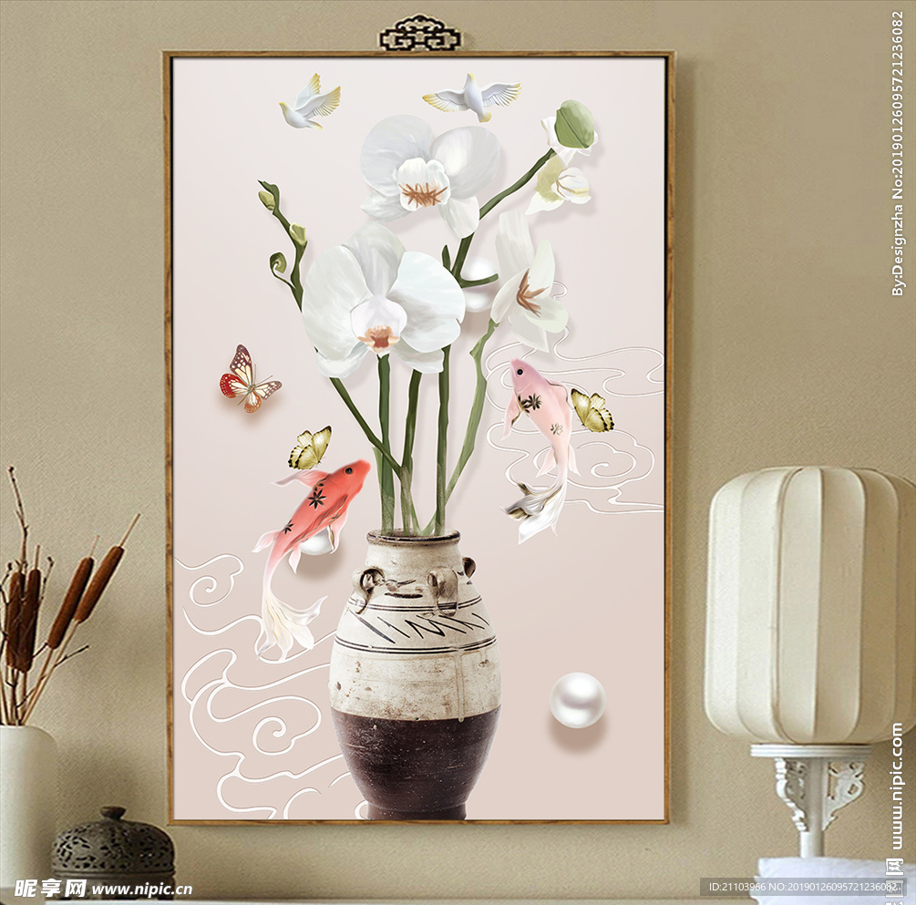 欧式立体花瓶花卉单幅装饰画