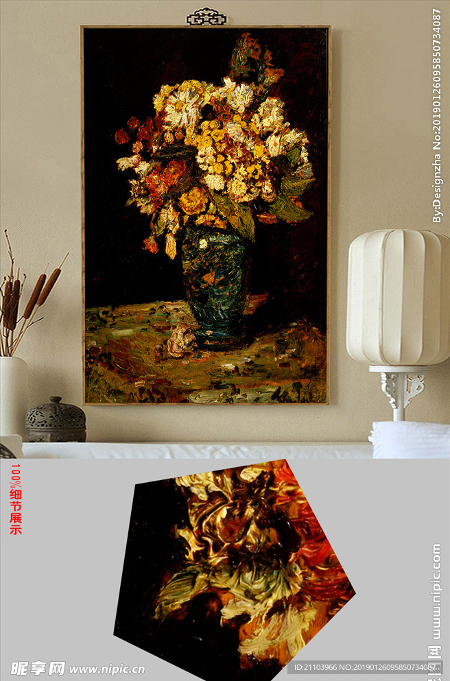 欧式复古花卉油画装饰画