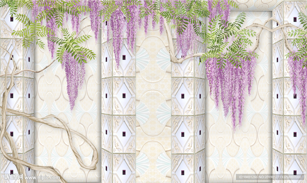 紫罗兰时尚花卉背景墙
