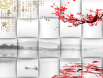 立体几何中式创意玄关屏风电视背