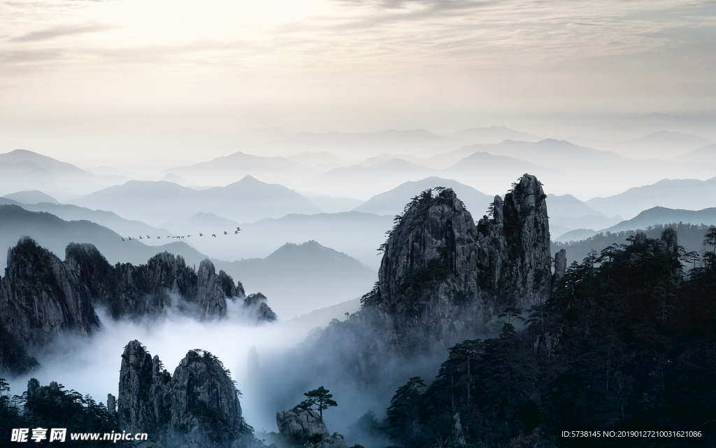 风景玄关屏风电视背景壁画素材底