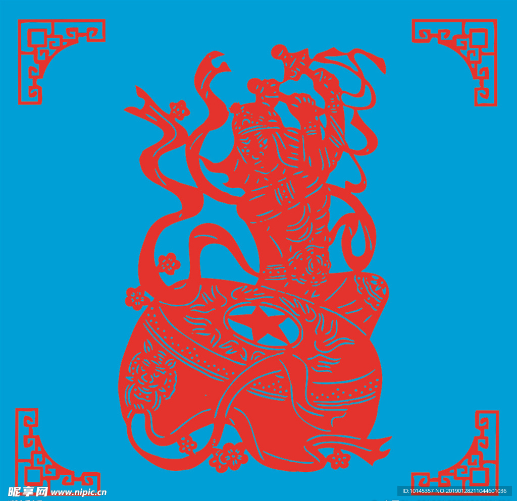 敲鼓剪纸