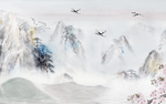 新中式水墨玄关山水屏风电视背景