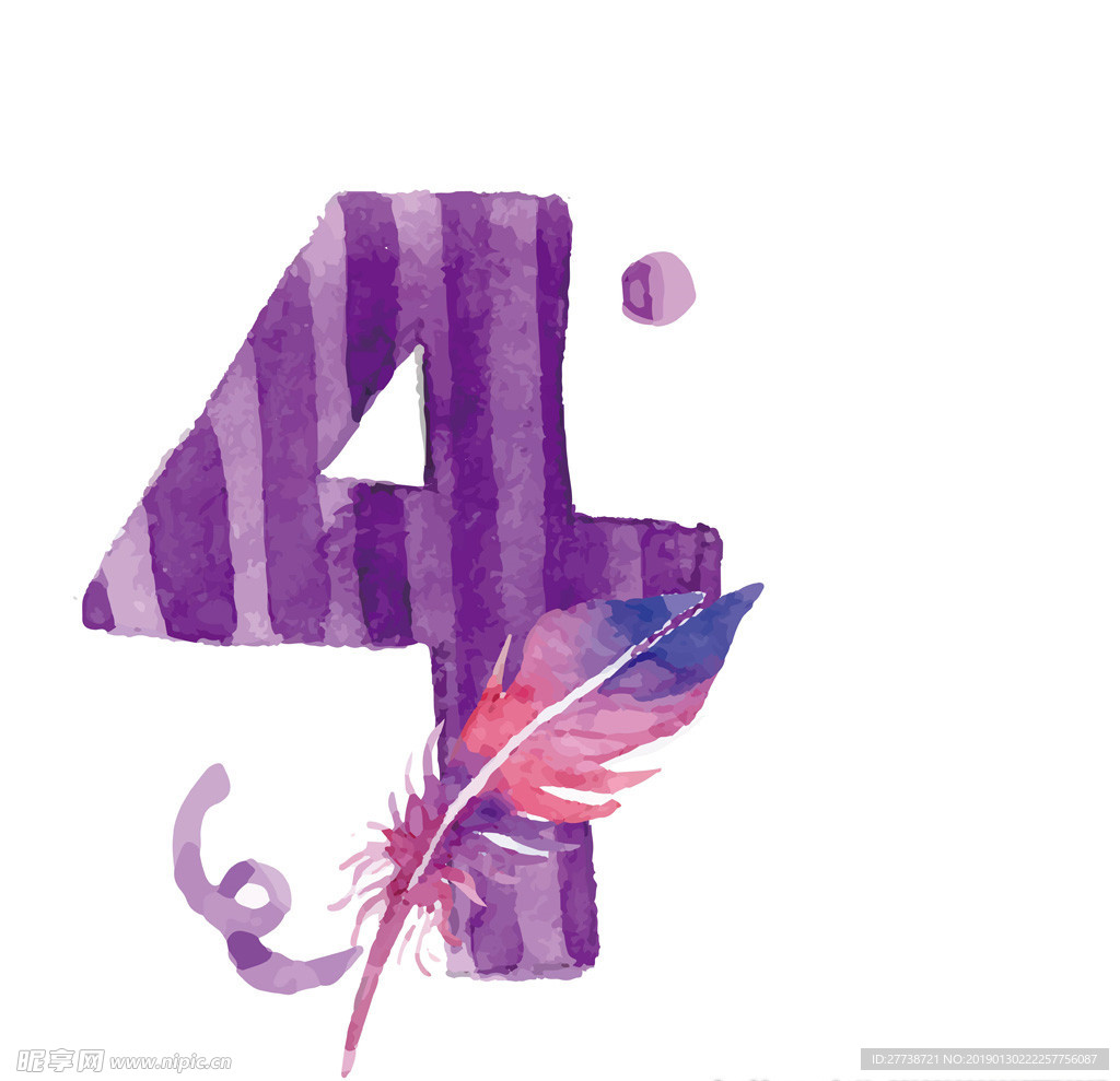 矢量水彩数字