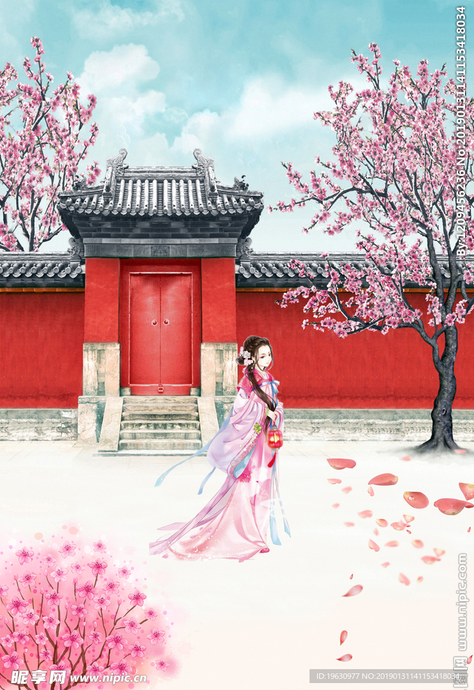 中国文化彩绘背景