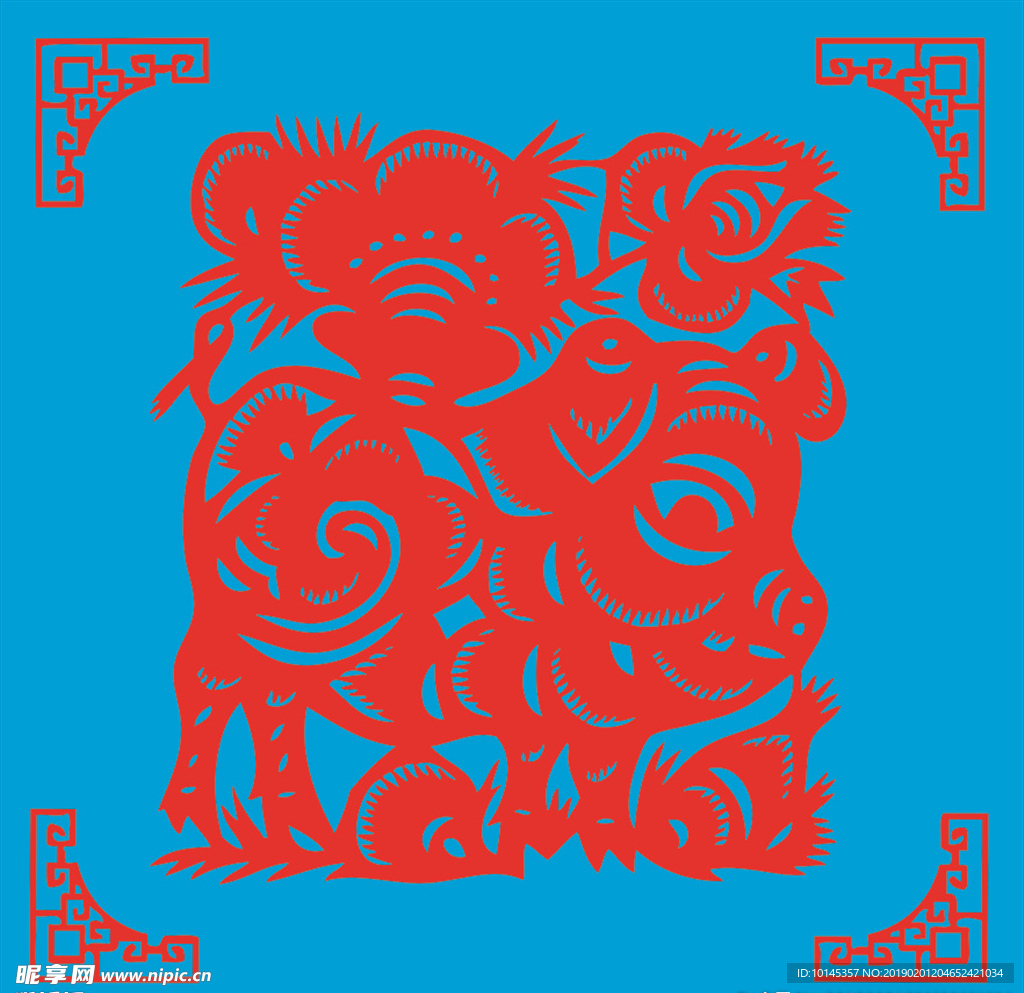 猪剪纸