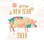 2019年创意花卉猪贺卡