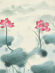 水彩荷花