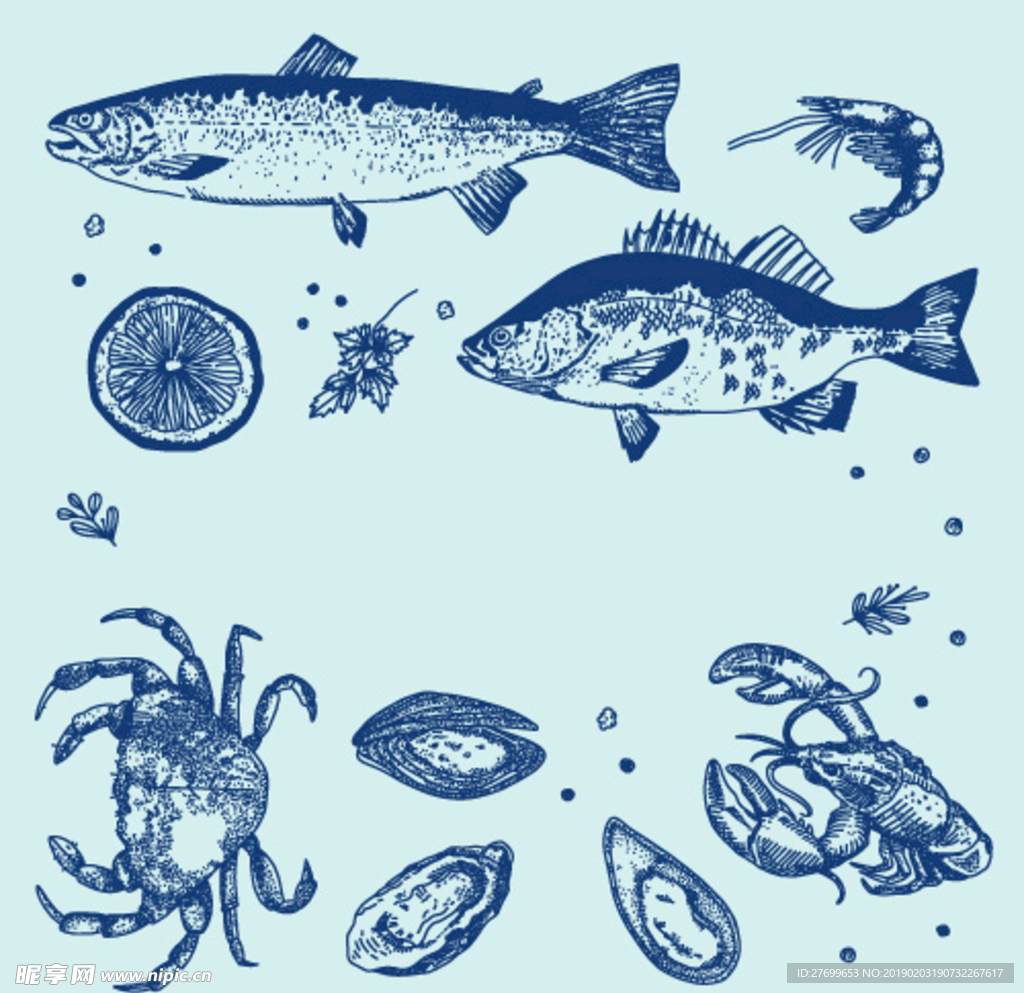海鲜手绘素材