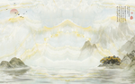 大理石创意山水玄关屏风电视背景
