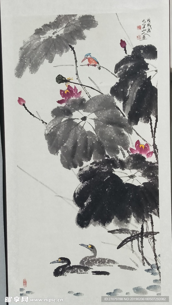 荷花水墨