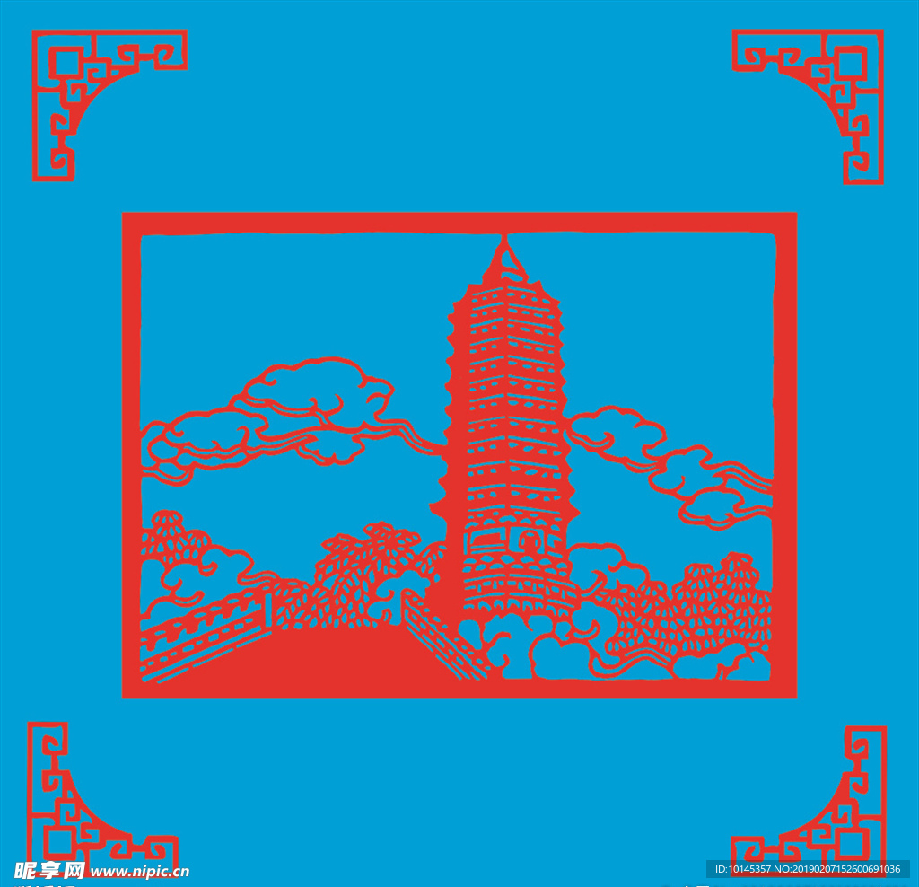 塔剪纸