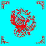 金鸡叼花剪纸